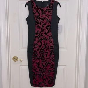 Sleeveless Sheath Dress by En Focus Studio Size 6 Maroon and black Never Worn
